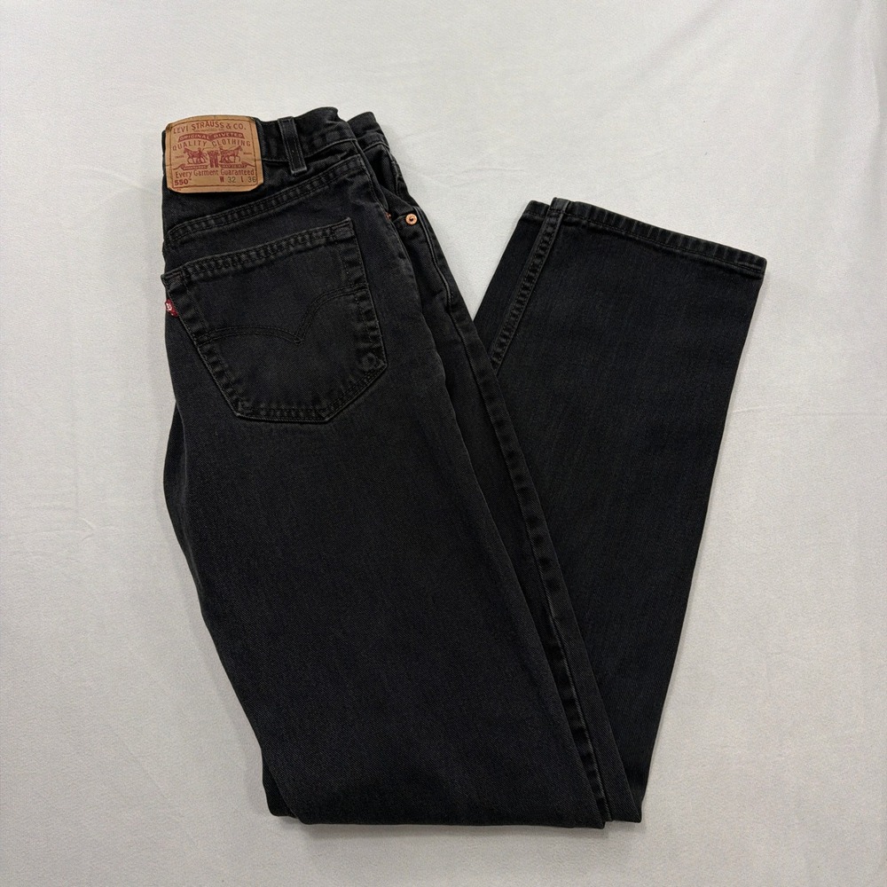 Vintage Levi's Jeans 550 Relaxed Fit Made in USA Faded Black‎ Mens W32 L36